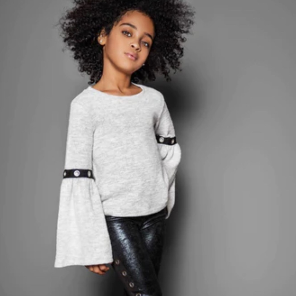 MIA NY: Girls cost gray bell sleeve sweater
